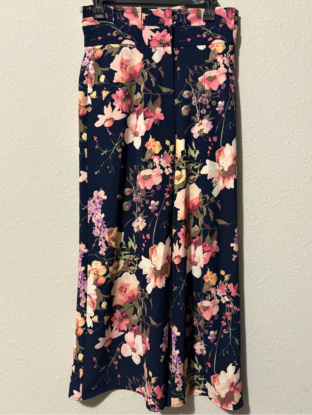 Navy Floral Wide-Leg Pants